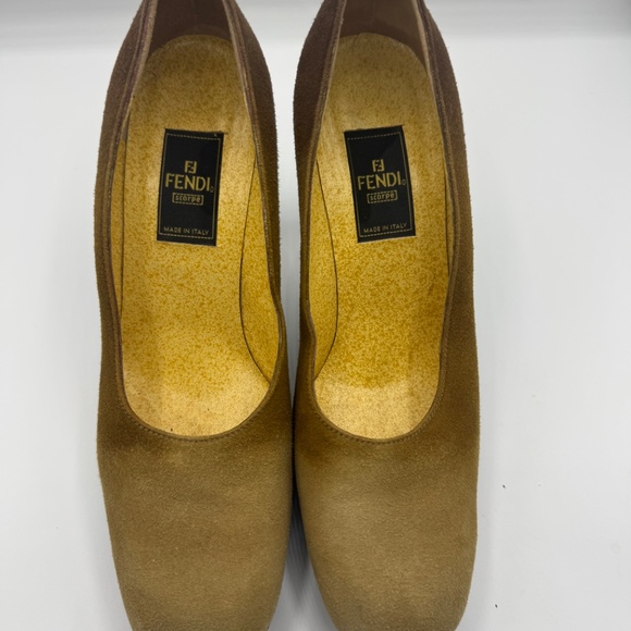 Fendi Scarpe platform heel tan/brown suede 7.5 - Picture 3 of 6